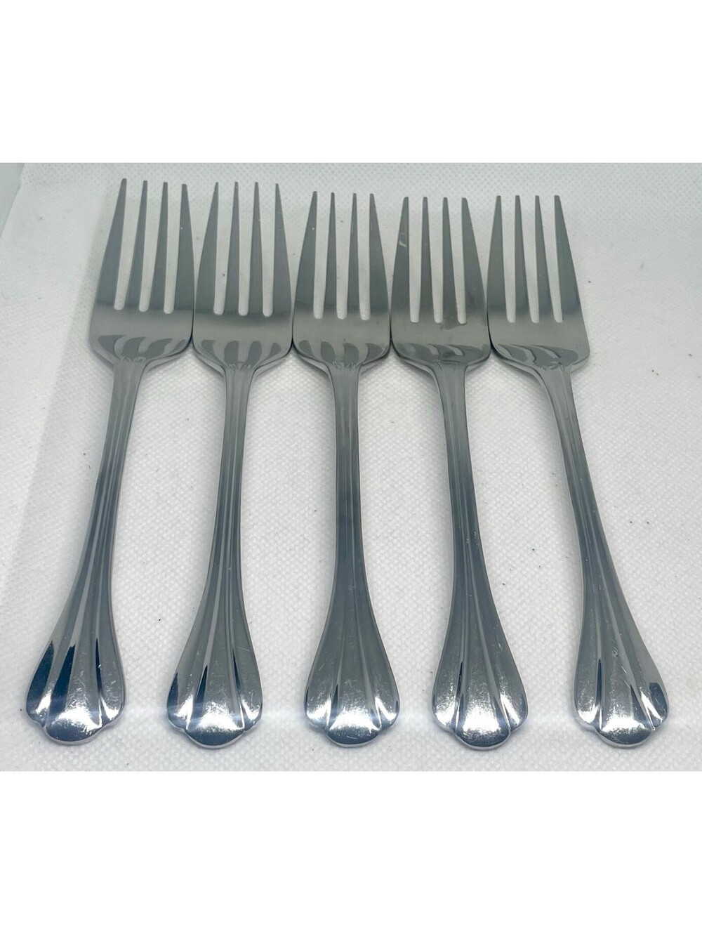(5) Dansk SCALLOPED Stainless Indonesia Salad Fork Lot ~ 6.5”